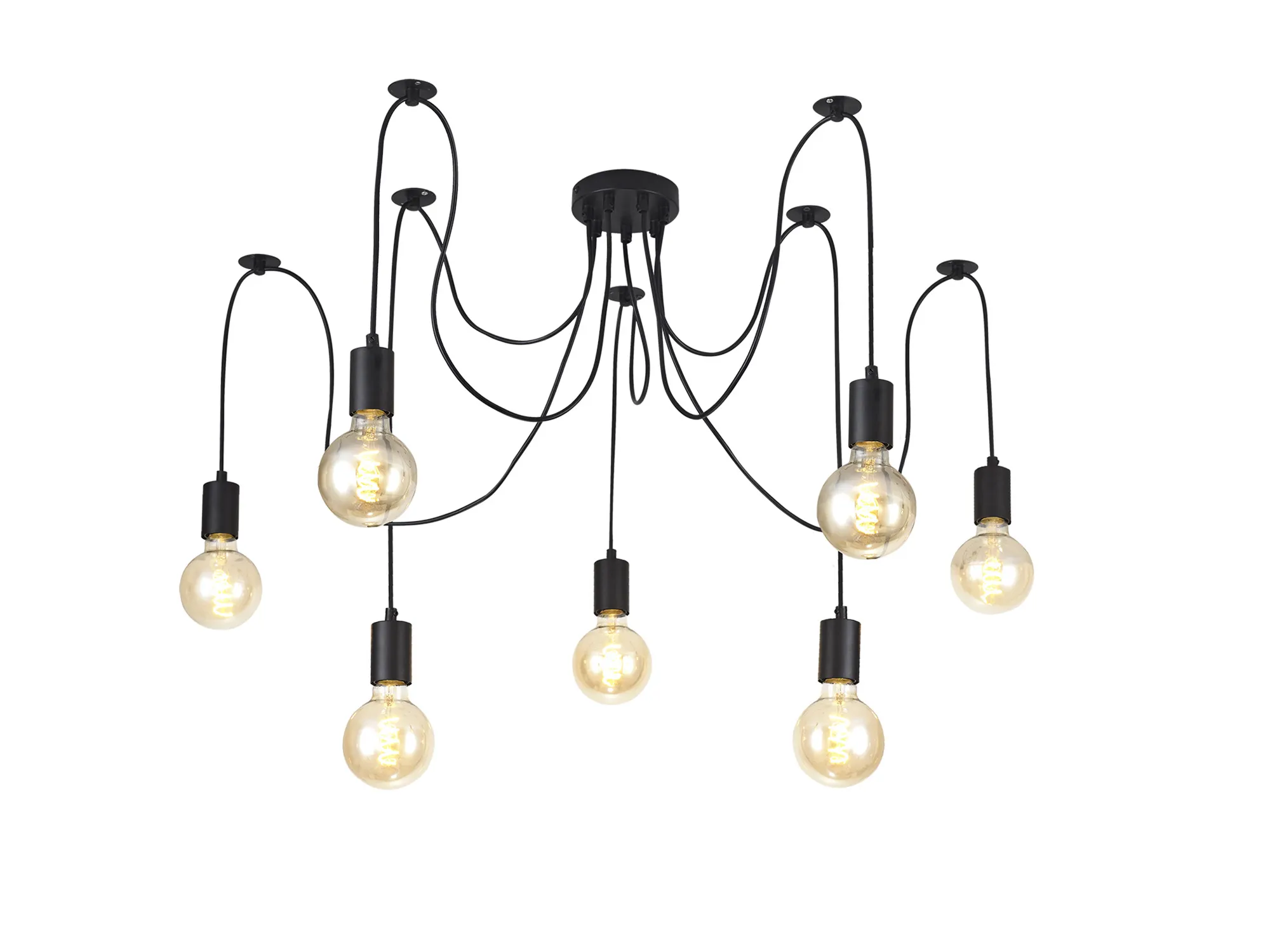 D0632  Dreifa Spider Pendant 7 Light Matt Black